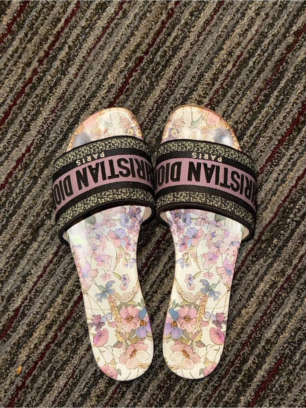 Dior Dway Pink Floral Slide Sandals